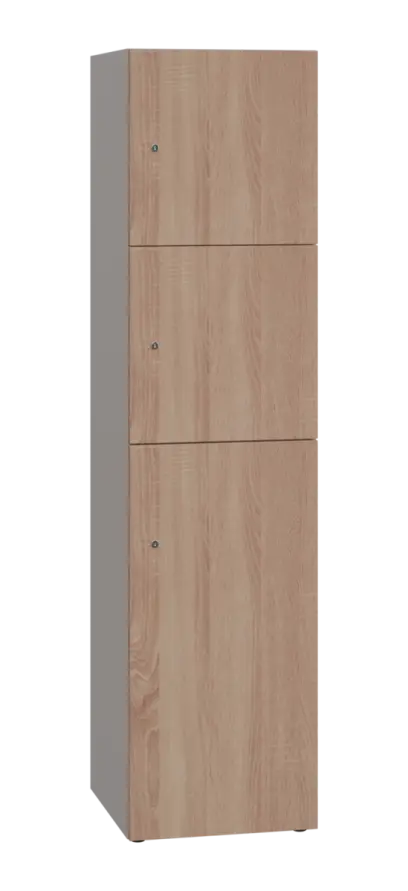 DOMINIT 432 úložná skříň 3-boxová, 1817x450x400 mm, korpus šedý, dvířka dub bardolino